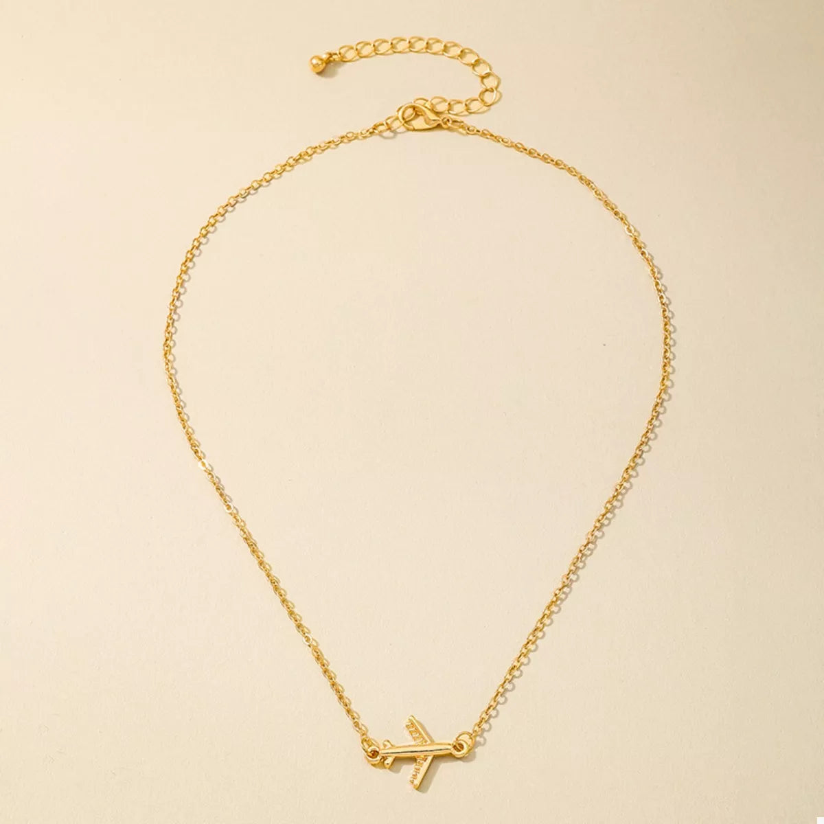 18K Gold-Plated Airplane Necklace