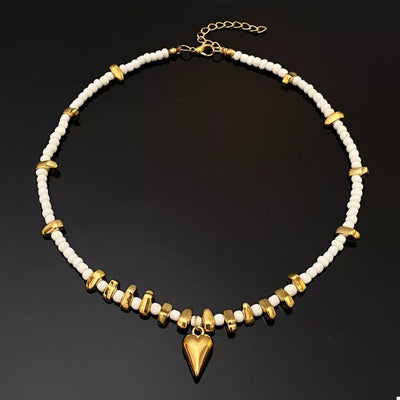 Pearl & Heart Pendant Necklace