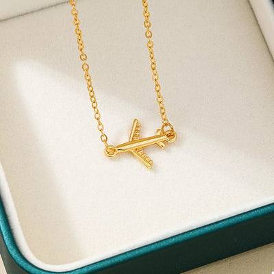 18K Gold-Plated Airplane Necklace