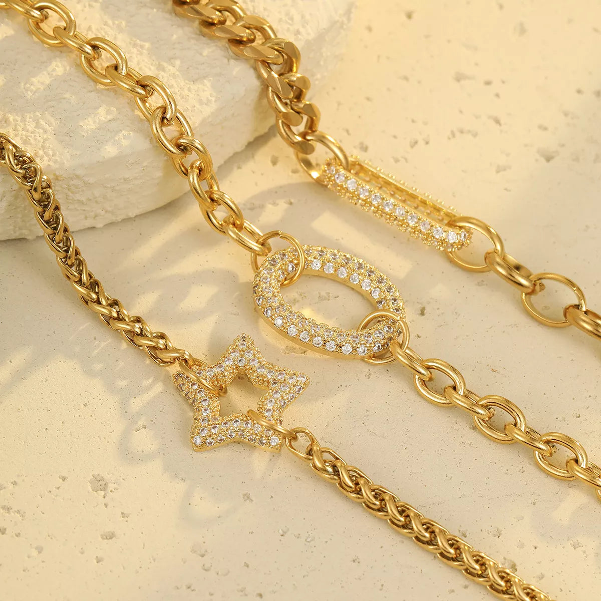 18K Gold-Plated Rhinestone Chain Bracelet