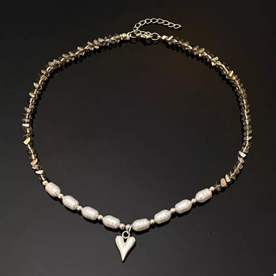 Pearl & Heart Pendant Necklace