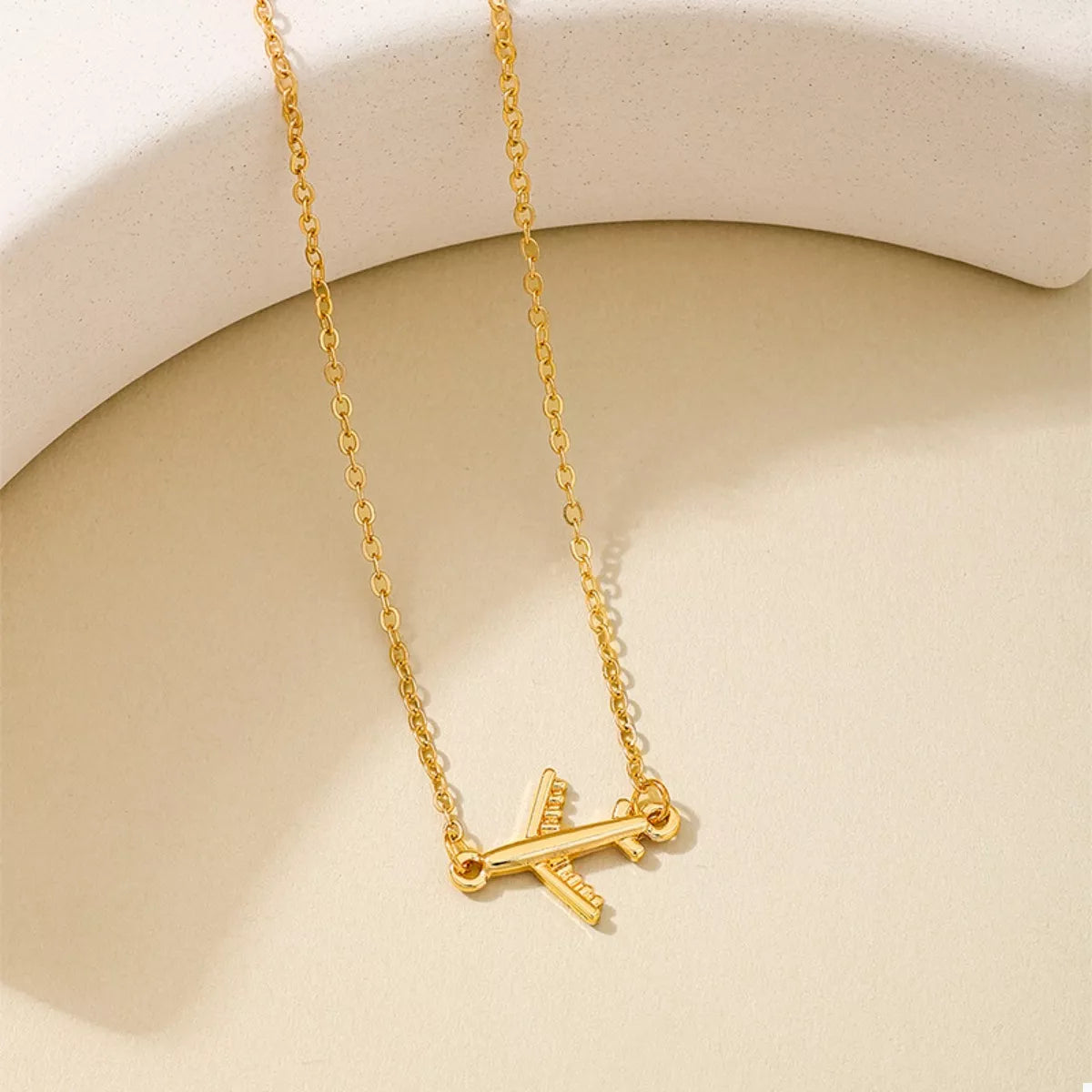 18K Gold-Plated Airplane Necklace