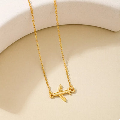 18K Gold-Plated Airplane Necklace