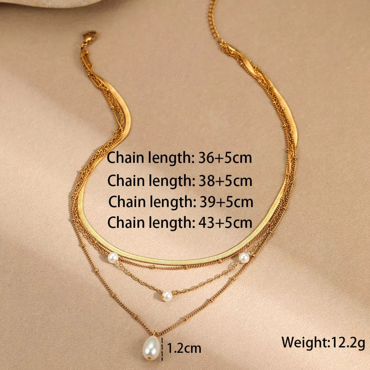 18K Gold-Plated Four-Layered Pearl Necklace