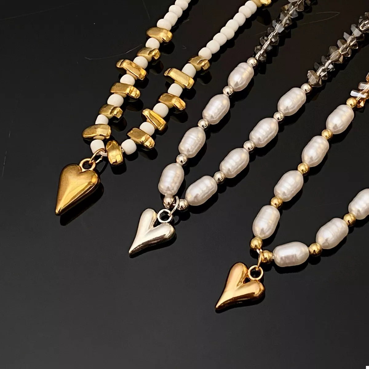 Pearl & Heart Pendant Necklace