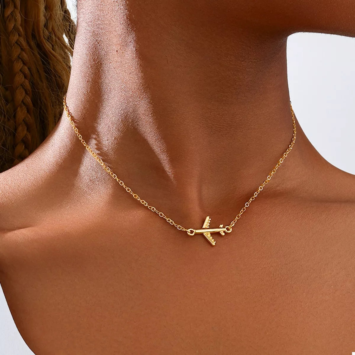 18K Gold-Plated Airplane Necklace
