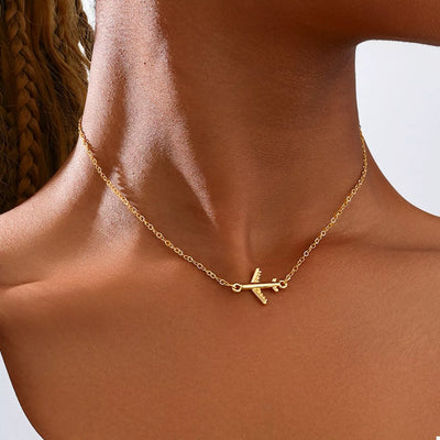 18K Gold-Plated Airplane Necklace