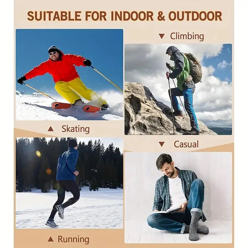 3 Pairs Winter Warm Thick Towel bottom Man Socks Wool Socks Slipper 39-44