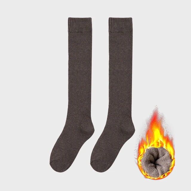 Socks women's Winter Warm Long Stockings Thick Thermal Cotton Terry Solid Harajuku Breathable Thicken Casual Knee High Socks