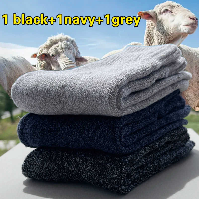 3 Pairs Winter Warm Thick Towel bottom Man Socks Wool Socks Slipper 39-44