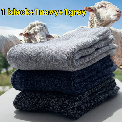 3 Pairs Winter Warm Thick Towel bottom Man Socks Wool Socks Slipper 39-44
