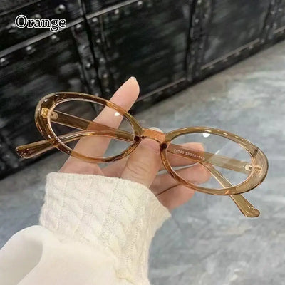 Y2K Retro Oval Frame Glasses Women Female  Sweet Cool Eyewear Trend Reading Computer Anti Blue Light Eyeglasses