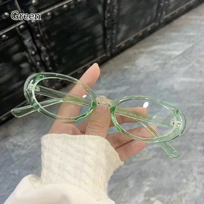 Y2K Retro Oval Frame Glasses Women Female  Sweet Cool Eyewear Trend Reading Computer Anti Blue Light Eyeglasses