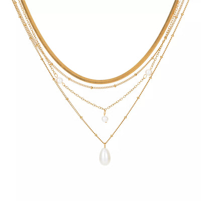 18K Gold-Plated Four-Layered Pearl Necklace