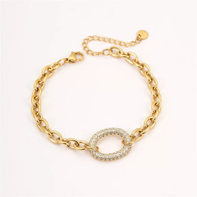 18K Gold-Plated Rhinestone Chain Bracelet