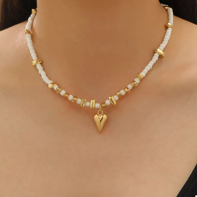 Pearl & Heart Pendant Necklace