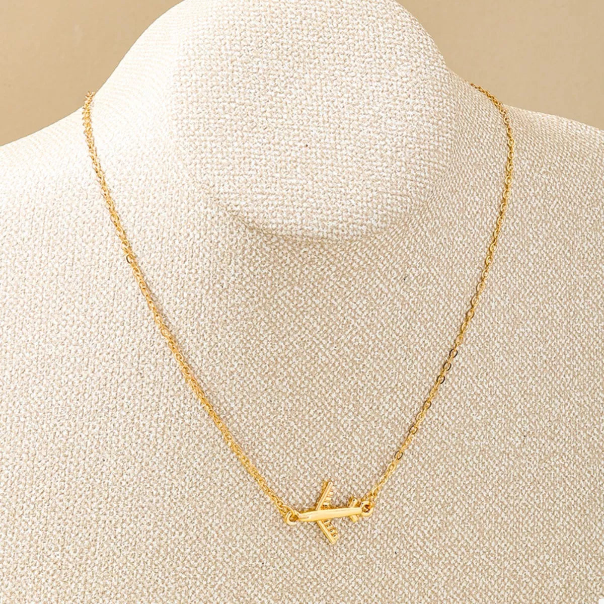 18K Gold-Plated Airplane Necklace
