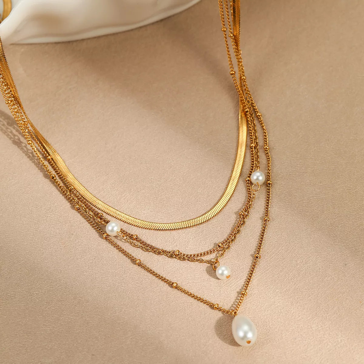18K Gold-Plated Four-Layered Pearl Necklace